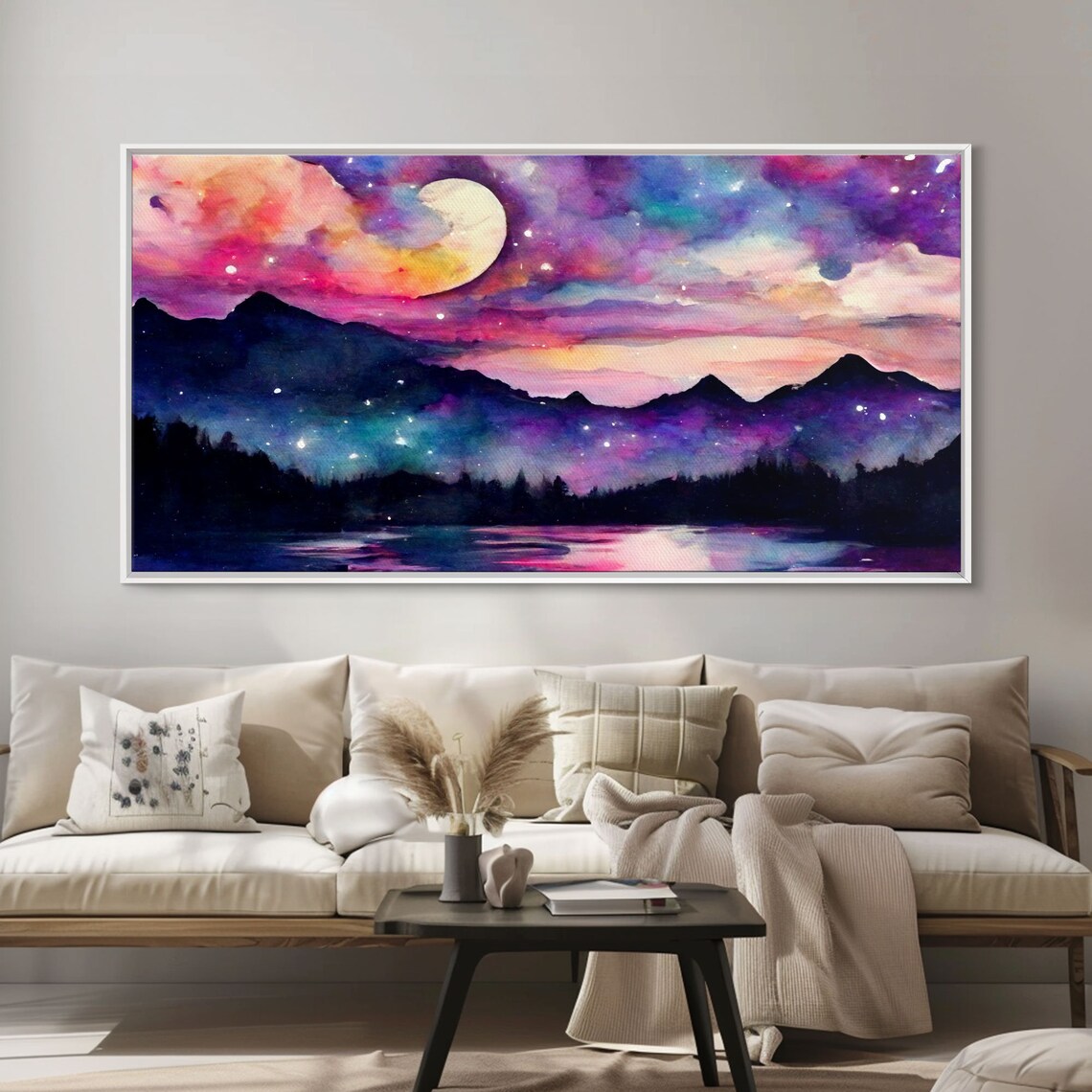 Magical Forest Print, Lake Forest Mountains Landscape - Image 6