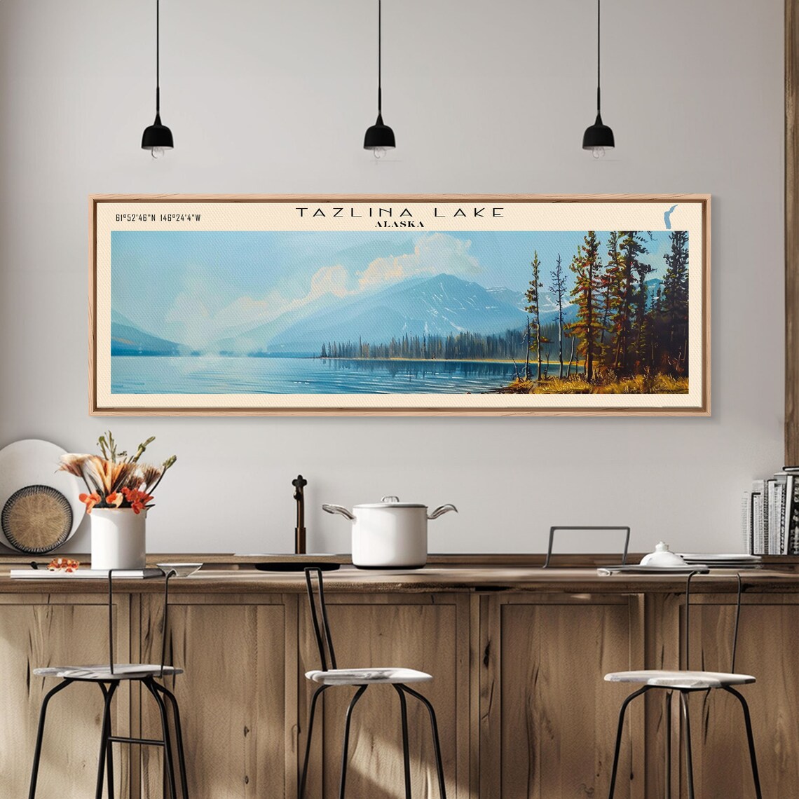 Tazlina Lake Alaska Snow Capped Peaks Bright Blue Lake Travel Poster - Image 5