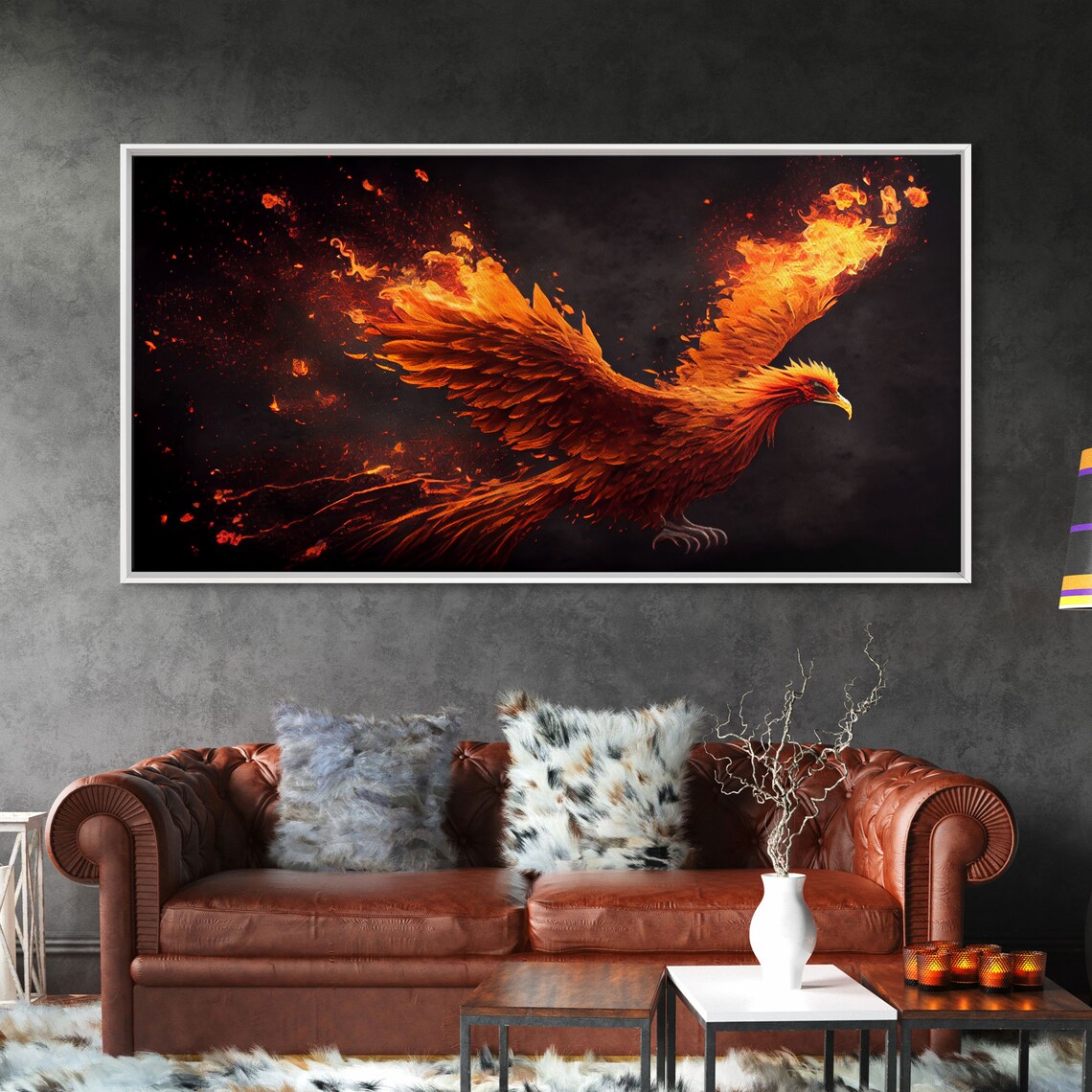 Phoenix Bursting Into Flames, Unique Wall Art Gift
