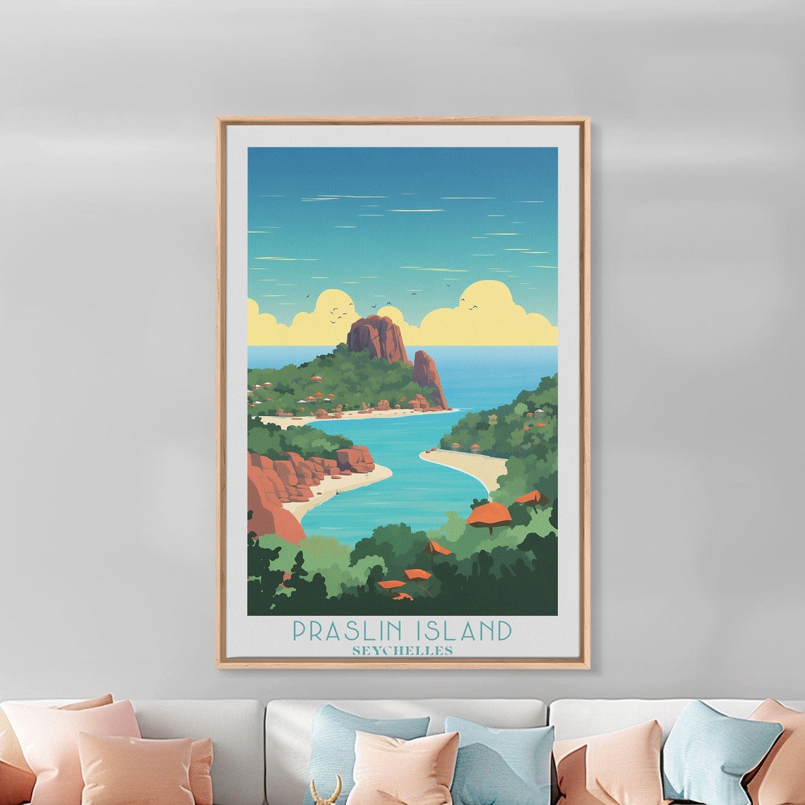 Praslin Island Seychelles Tropical Bay Granite Cliffs Beach Poster - Image 3