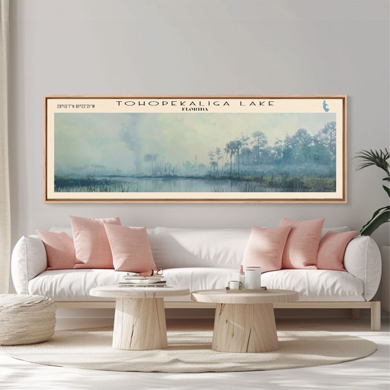 Lake Tohopekaliga Florida Framed Print Lake House Decor Panoramic Wall Art Travel Poster Beautiful Landscape Painting Modern Art