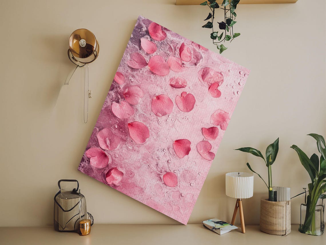 Floating Pink Rose Petals Spa Water Romantic Serene Art Print - Image 3