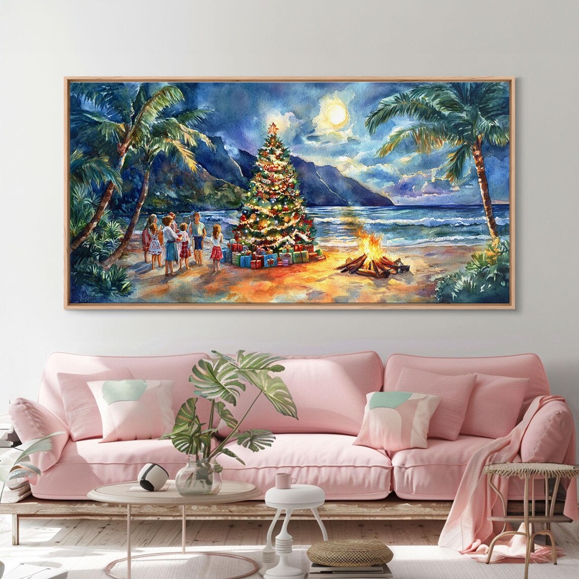 Hawaiian Christmas Beach Scene, Tropical Holiday Poster - Image 5