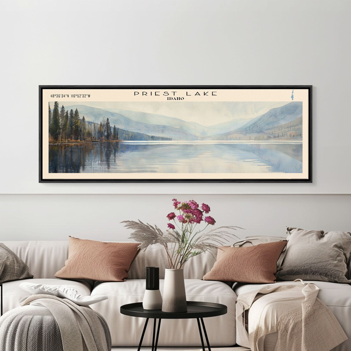 Priest Lake Idaho Travel Poster, Lake House Decor