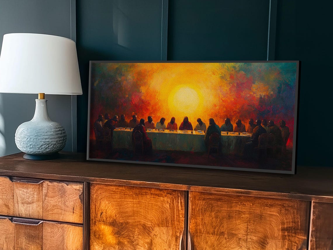 Scenic Depiction Of The Last Supper Framed Print Jesus Art Bible Wall Art Christian Faith Home Decor Last Supper Oil Painting - Image 6