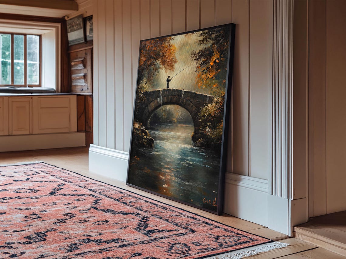 Fly Fishing Art Print On Outdoors Gift Idea Gift For Dad Fly Fishing Art Fly Fishing Painting Trout Fishing Outdoorsman Gift - Image 4
