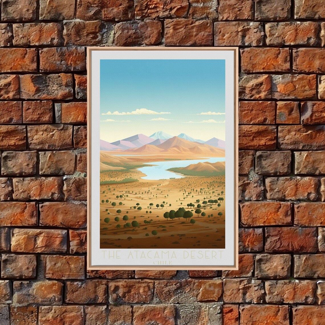 The Atacama Desert Chile River Valley Mountain Retro Style Art Poster - Image 2