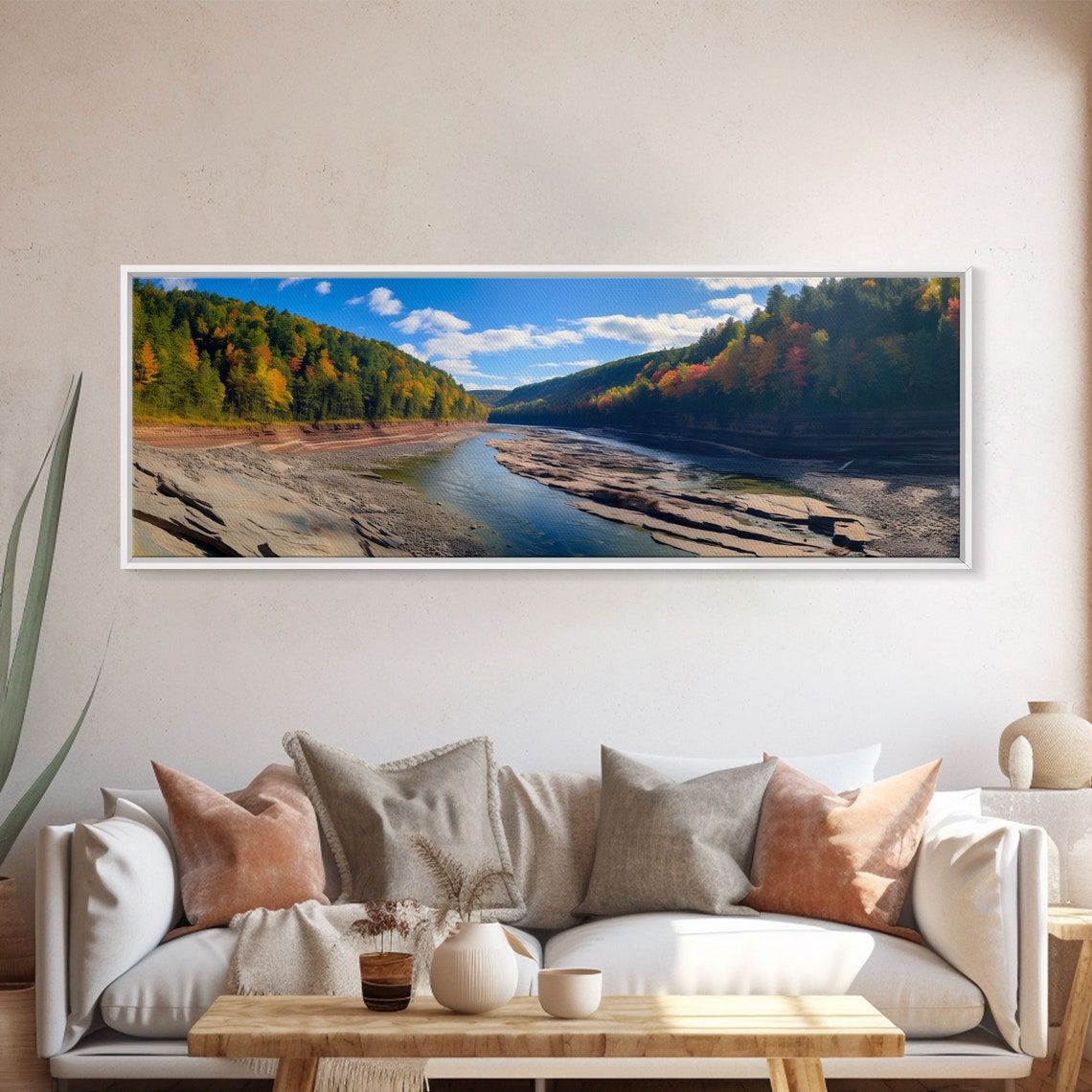 Letchworth State Park Autumn River Gorge Rocky Banks Panoramic Poster - Image 5