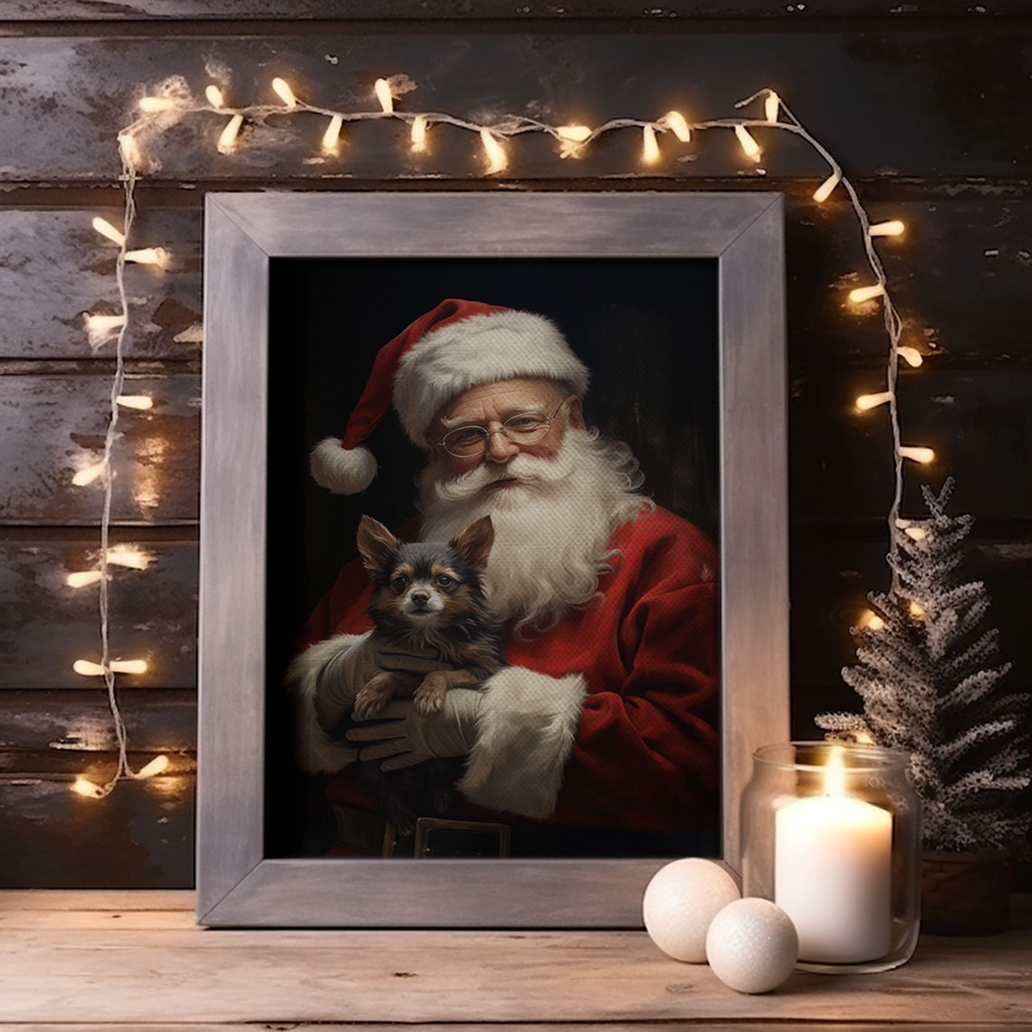 Santa Claus And His Chihuahua Christmas Wall Art Christmas Dog Winter Wall Art Santa Decor Santa Art Print Farmhouse Christmas - Image 5