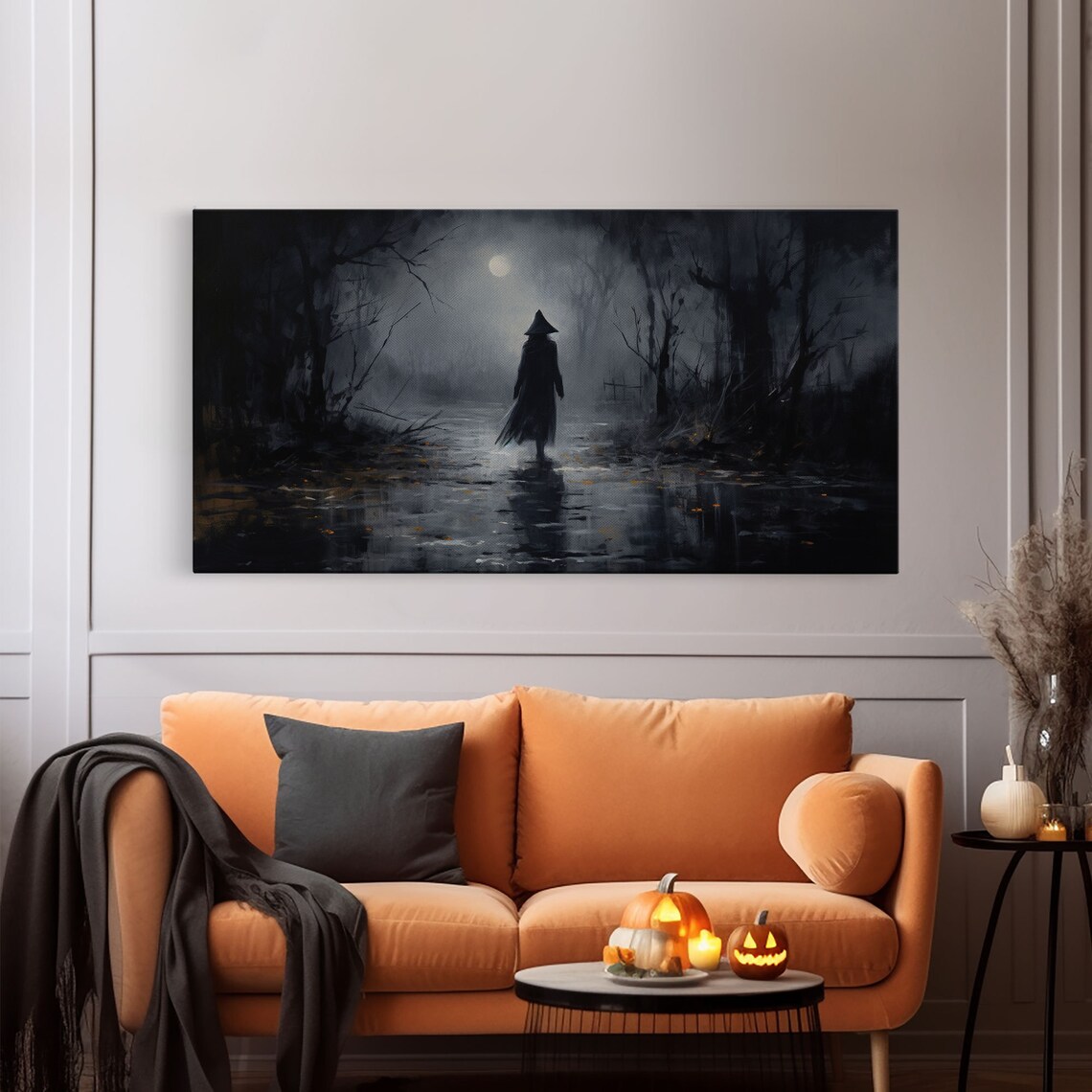 Witch Walking in the Rain, Victorian Oil Print - Image 6