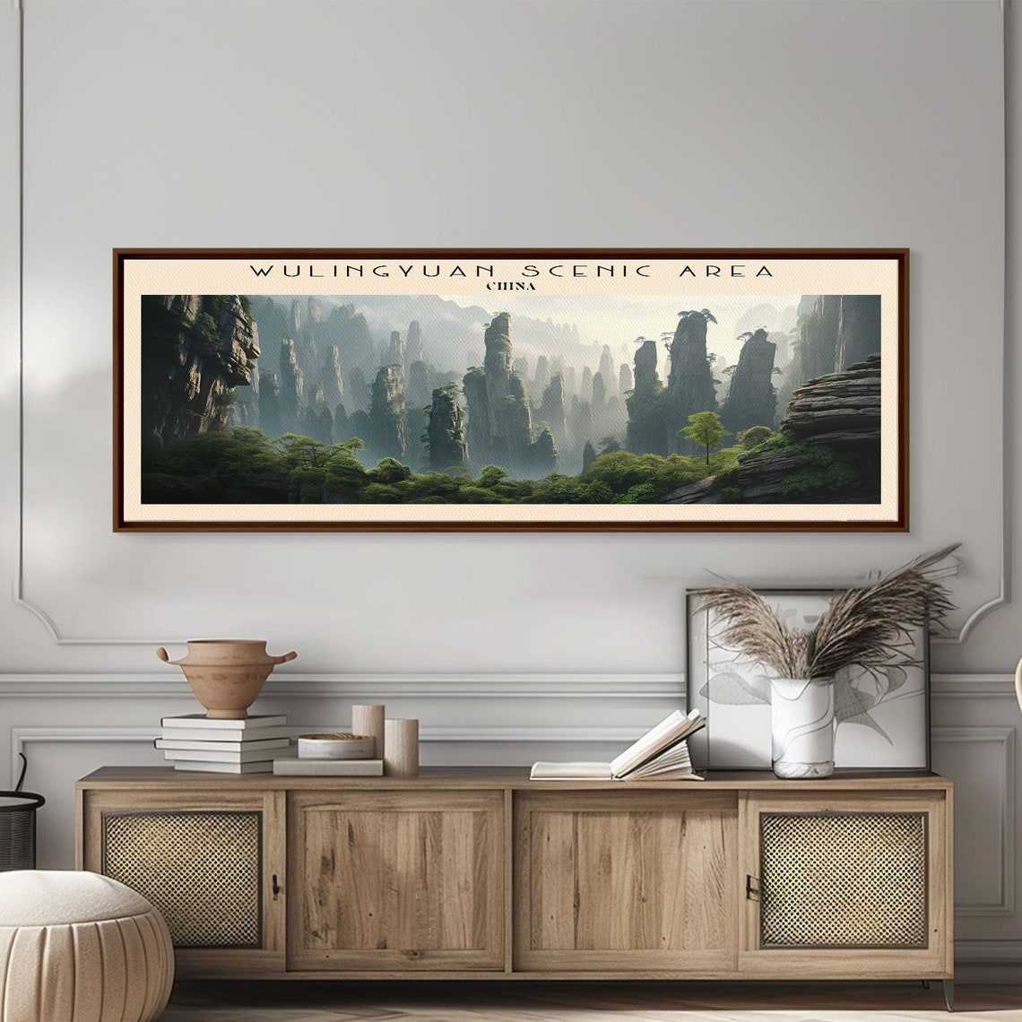 Wulingyuan China Misty Stone Forest Pillars Mountain Panoramic Poster - Image 5