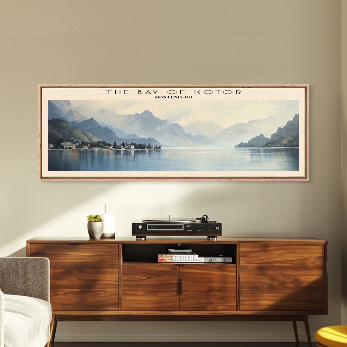 Bay of Kotor Montenegro Calm Bay Misty Mountains Watercolor Poster - Image 5