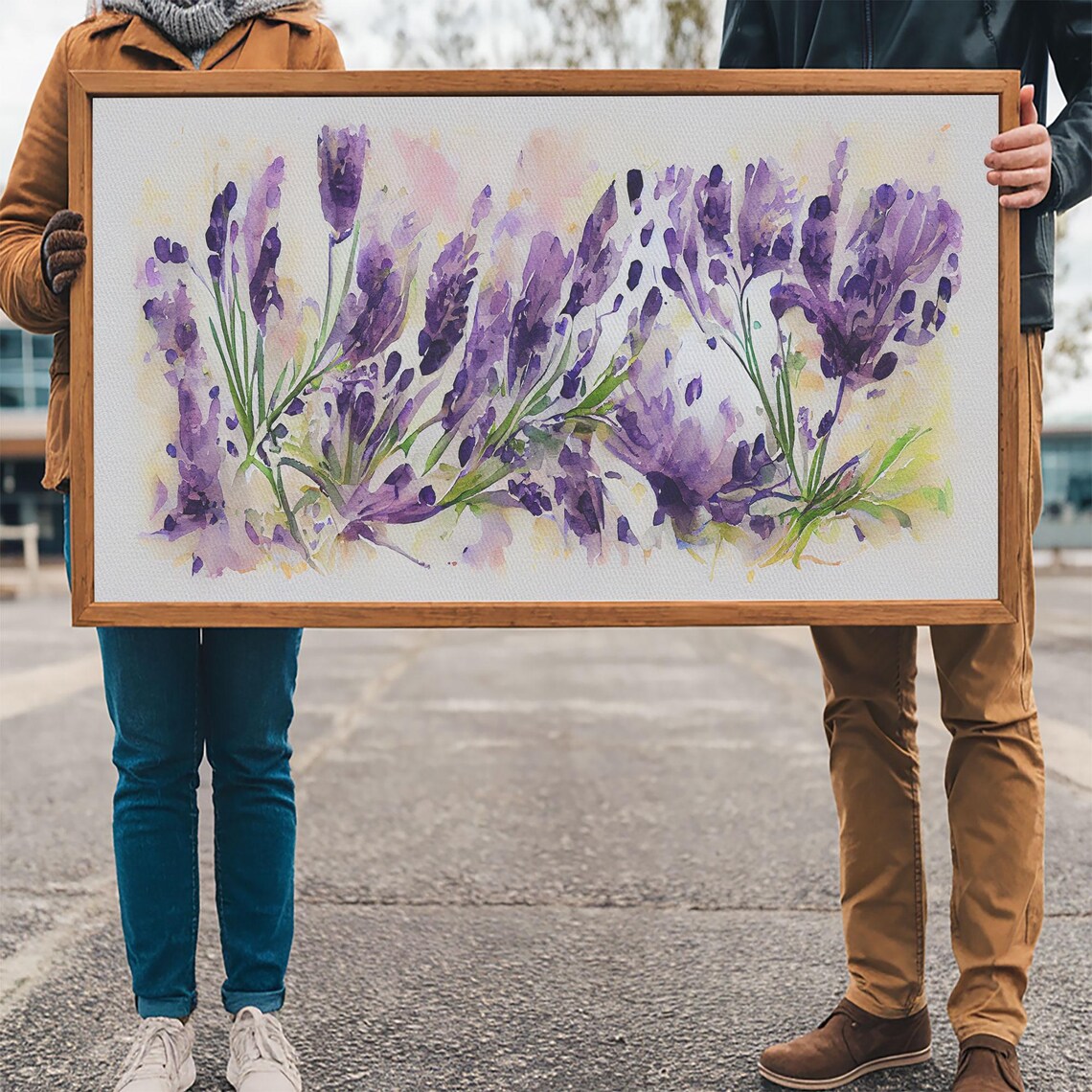 Purple Lavender Watercolor Flowers Botanical Farmhouse Rustic Poster - Image 3