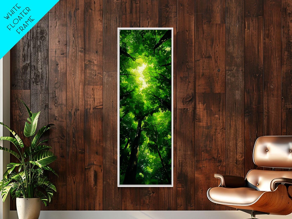 Green Forest Canopy Sunlight Through Trees Tall Narrow Nature Poster