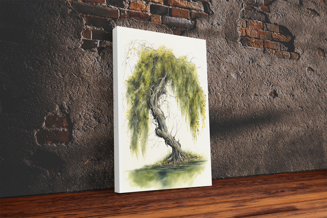 Weeping Willow Tree Watercolor Wall Art Print - Image 2