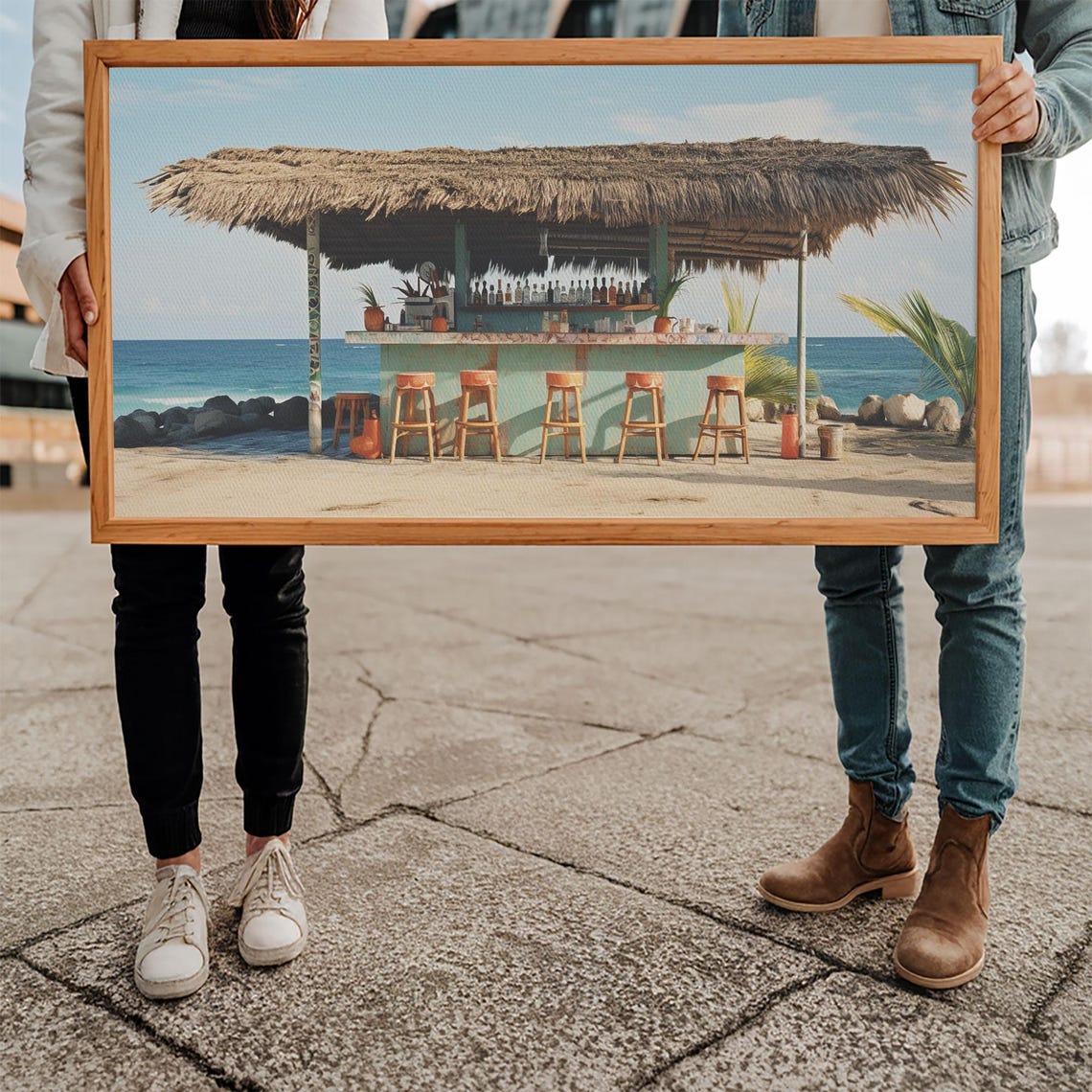 Beachside Tiki Hut Bar Thatched Roof Oceanfront Tropical Bar Poster - Image 5