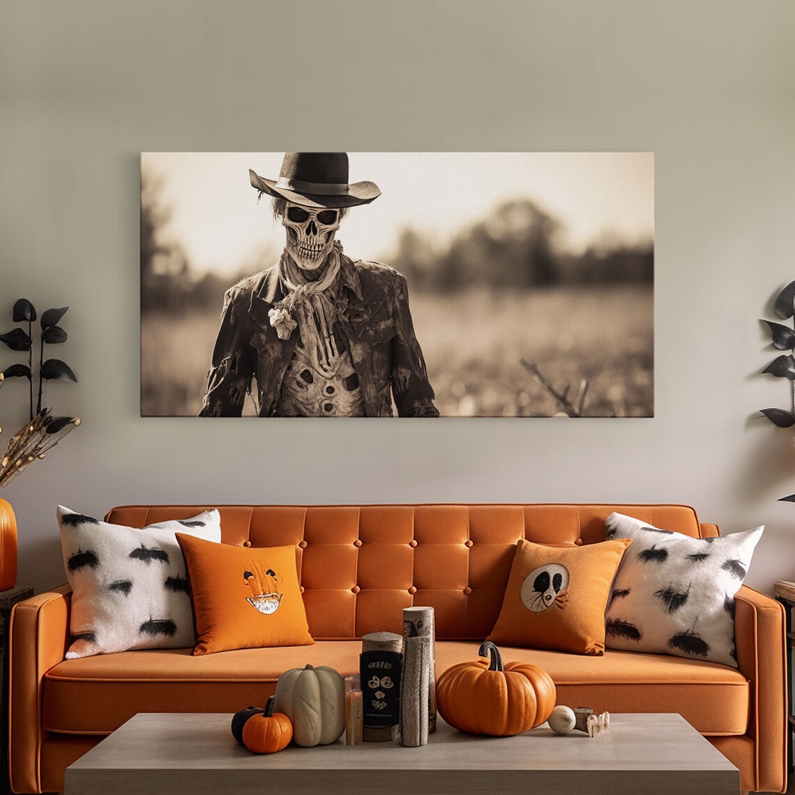 Wild West Zombie Cowboy Skeleton Hat Tattered Coat Sepia Tintype Art Poster - Image 4