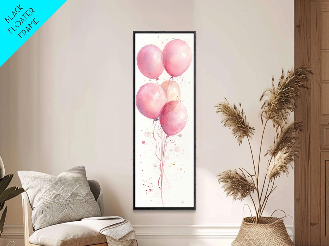 Pink Watercolor Balloons Party Cluster Confetti Whimsical Wall Poster - Image 4