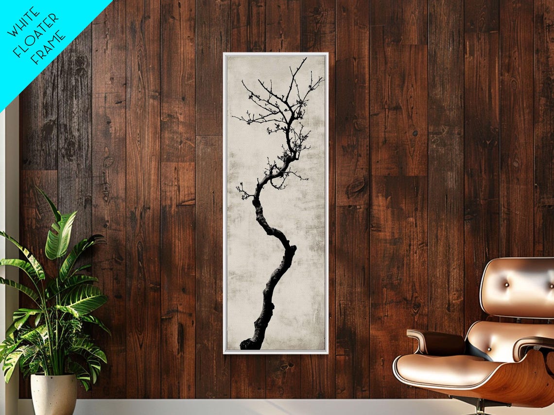 Lone Bare Tree Ink Sketch Minimalist Black White Nature Wall Art - Image 4