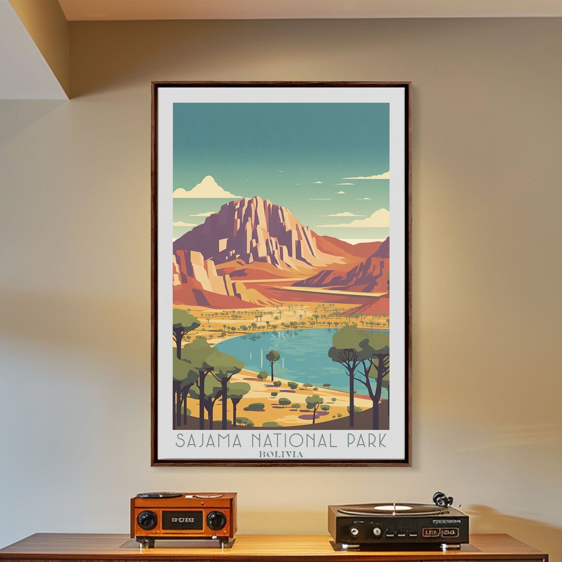 Sajama National Park Bolivia Mountain Lake Trees Desert Plain Travel Poster - Image 4