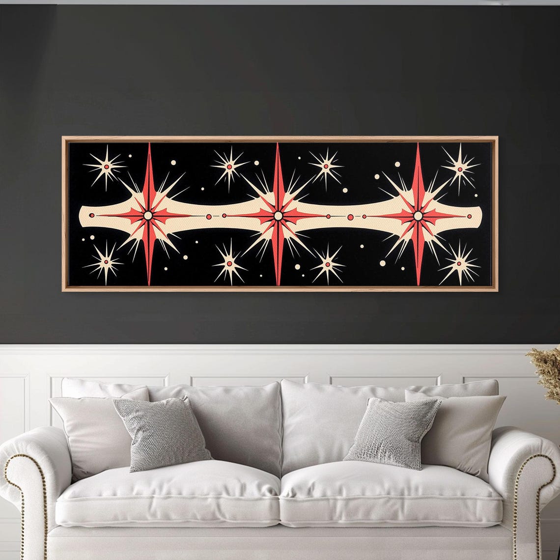 Atomic Age Starburst Red Black Mid Century Modern Retro Art Poster - Image 2
