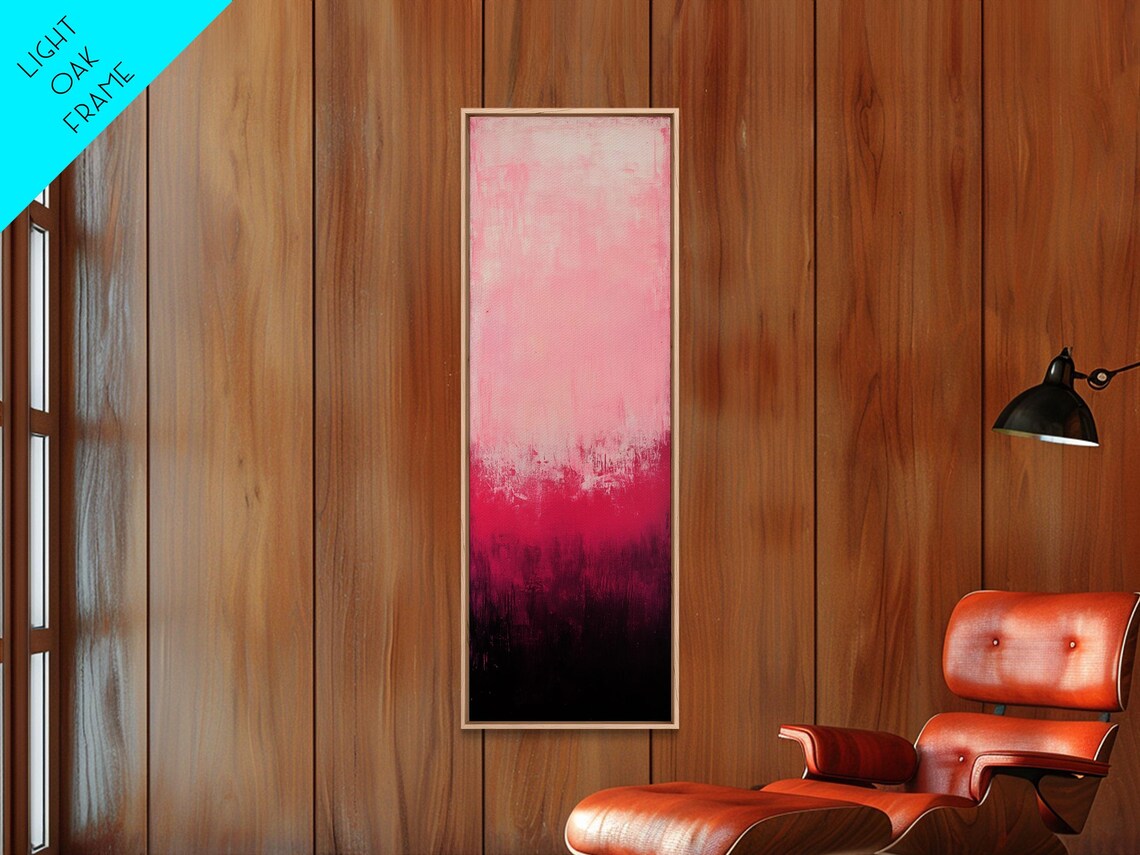 Blush Pink To Black Ombre Gradient Tall Vertical Minimalist Abstract Poster - Image 4