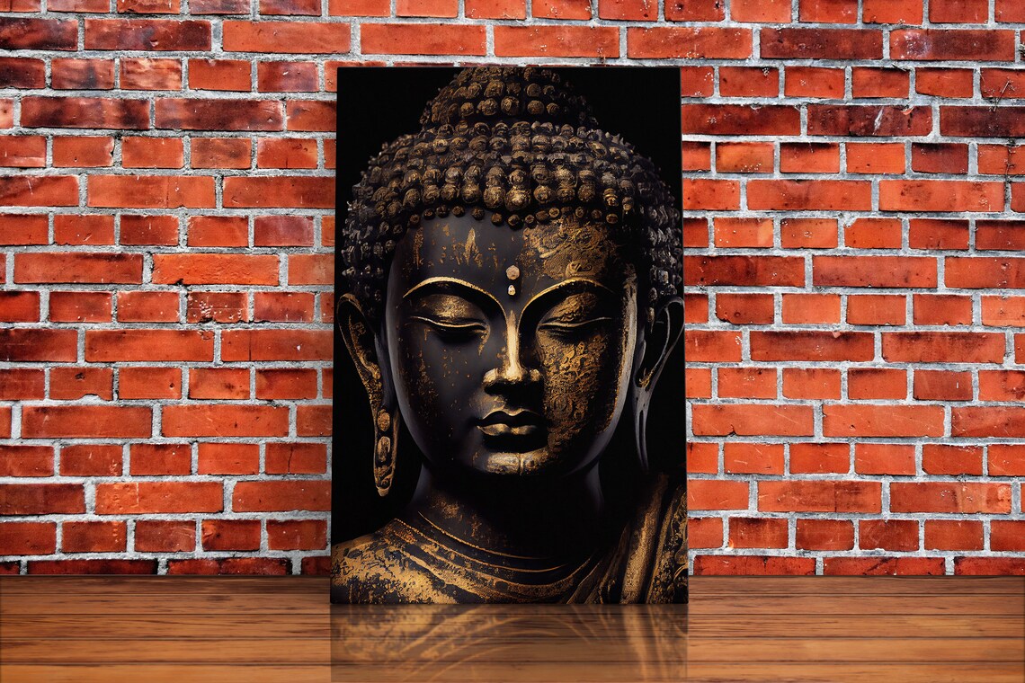Gold And Black Buddha Zen Center Yoga Wall Art Print - Image 2