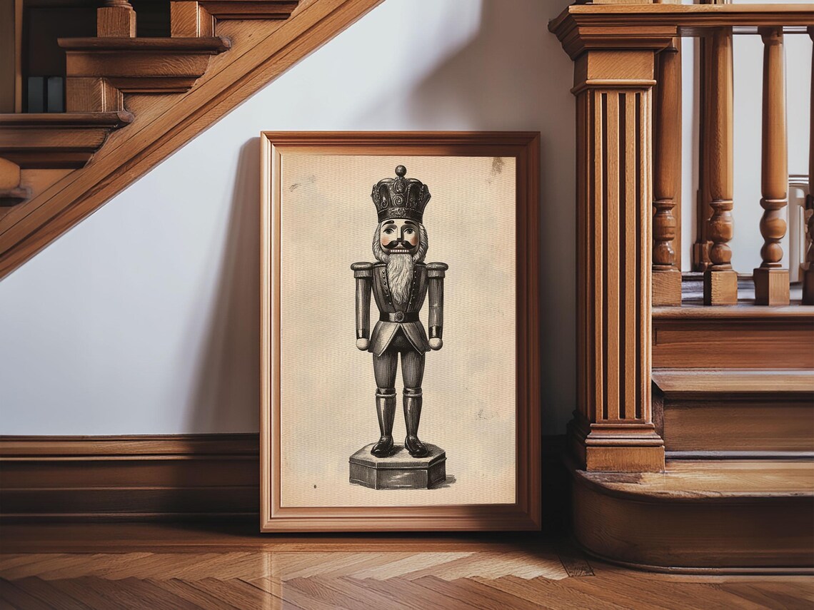 Retro Nutcracker, Minimalist Christmas Art - Image 2