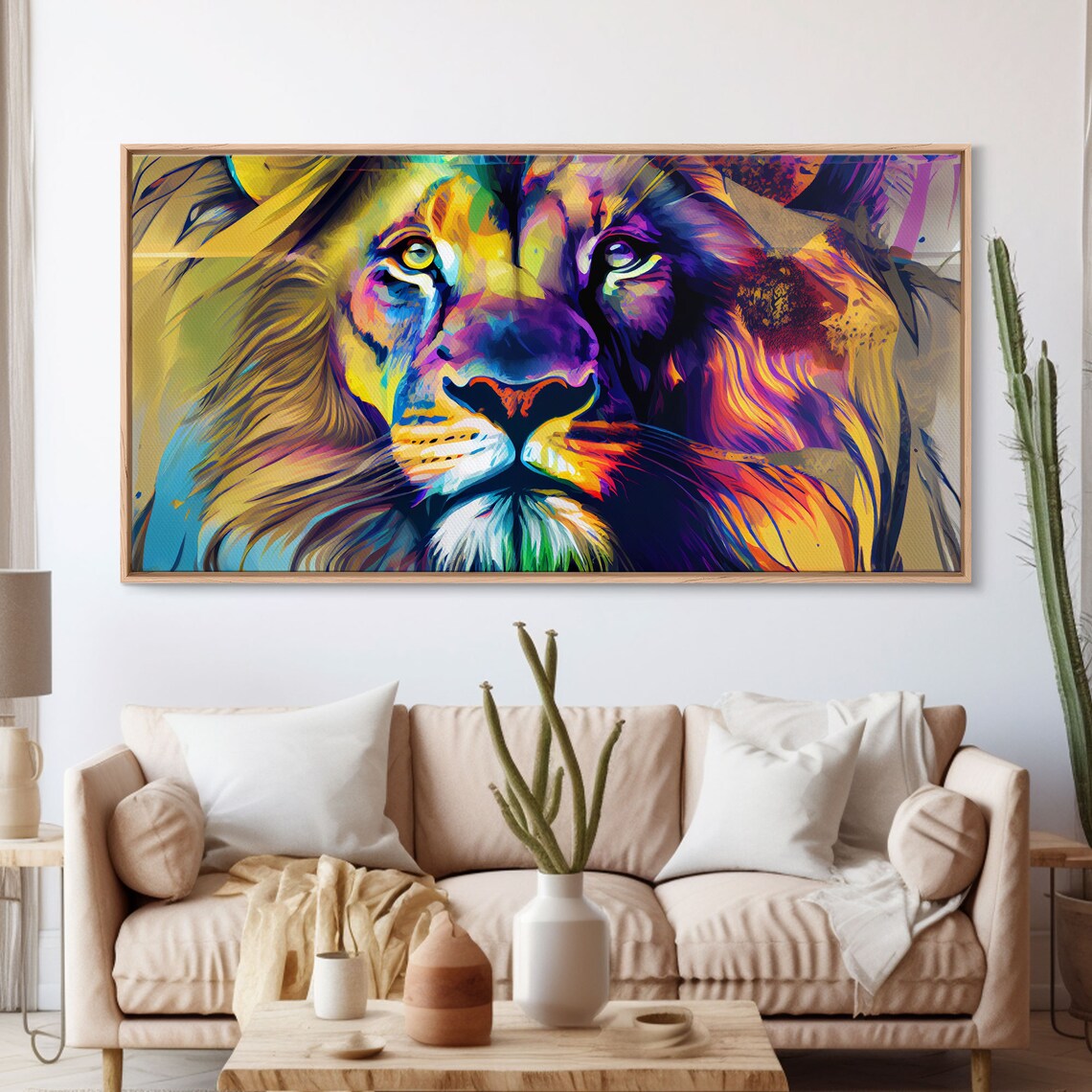Colorful Pop Art Lion Face Vibrant Modern Wildlife Animal Portrait Poster - Image 3