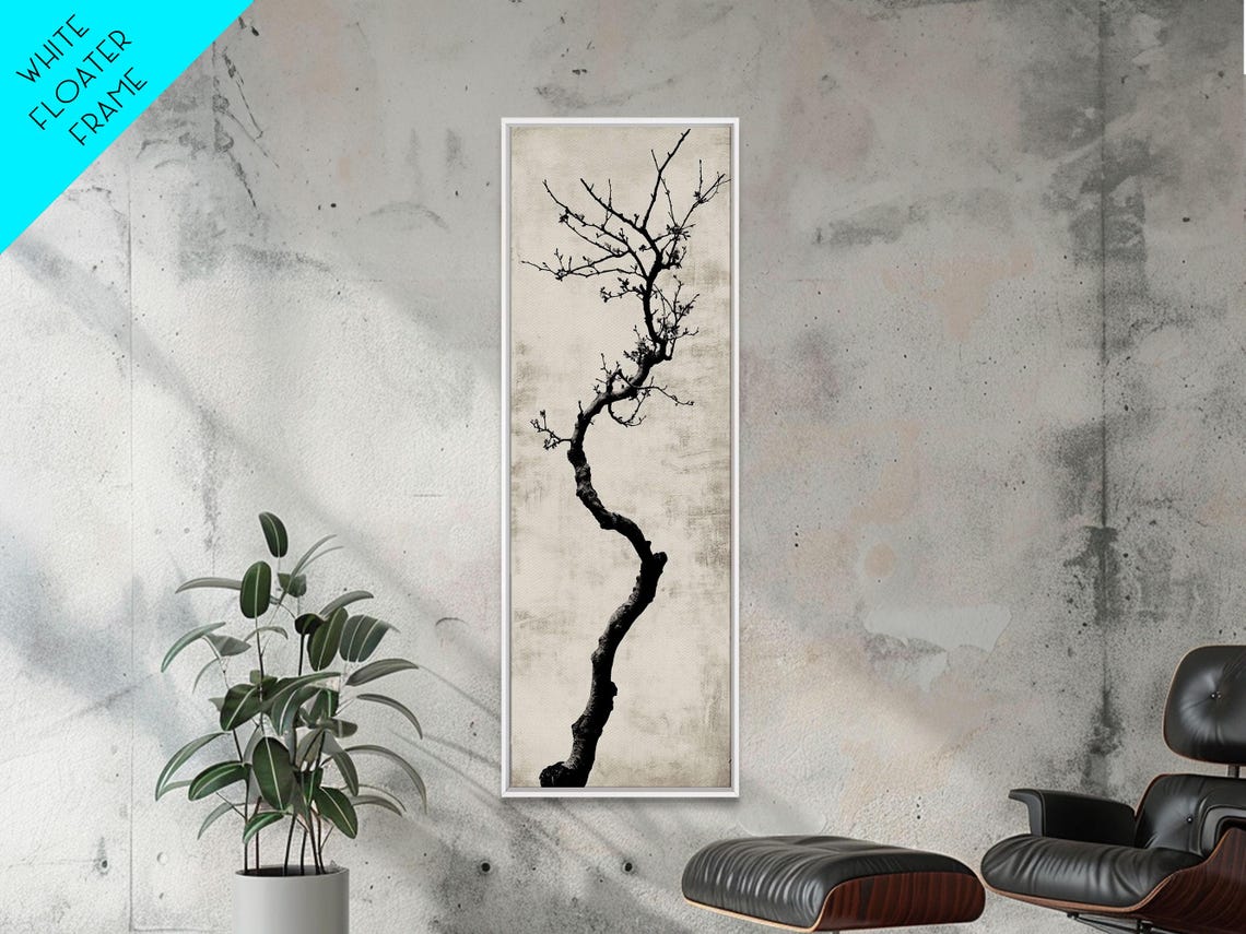 Lone Bare Tree Ink Sketch Minimalist Black White Nature Wall Art - Image 5