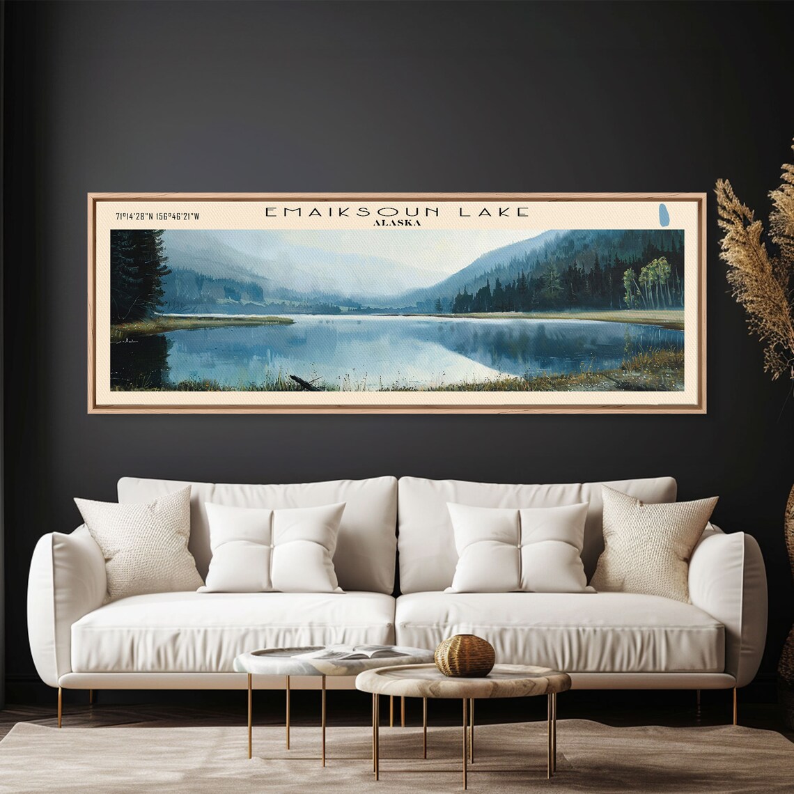 Emaiksoun Lake Alaska Misty Dark Blue Water Tall Pines Poster - Image 5