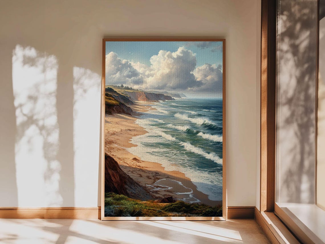 Coastal Cliff Seascape Beach Waves Ocean Landscape Travel Poster