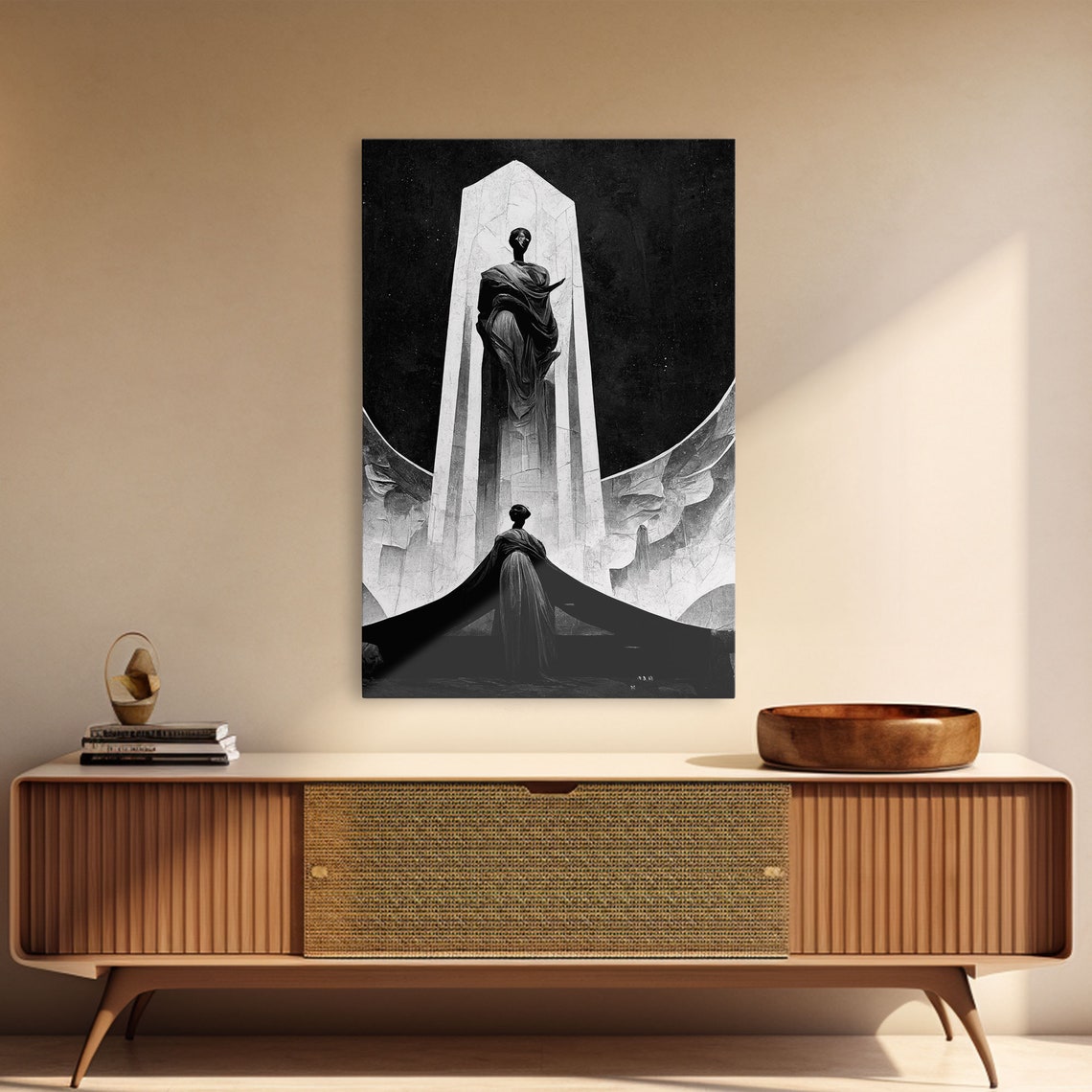 Black And White Art Deco Statue Obelisk Portal Minimalist Wall Poster - Image 6
