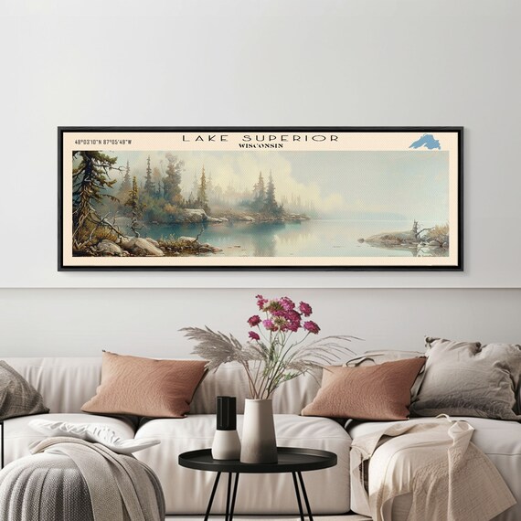 Lake Superior Travel Poster, Modern Landscape Art