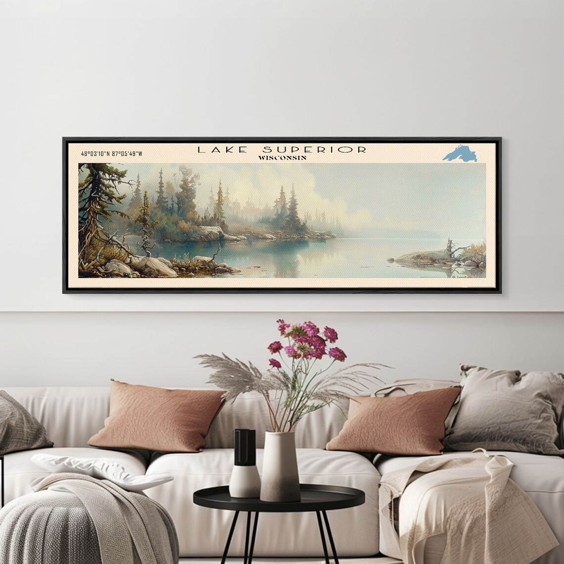 Lake Superior Travel Poster, Modern Landscape Art
