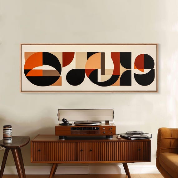 Neutral Wall Art Earth Tones Mid Century Modern Inspired Geometric Patterns Wall Art Home Decor Above Bed Or Sofa Panoramic