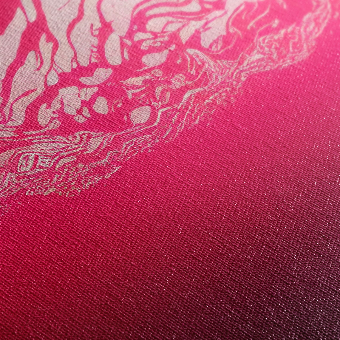 Hot Pink Ocean Abstract Waves Gradient Fuchsia Panoramic Poster - Image 2