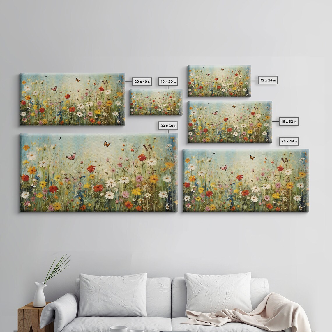 Butterfly and Wildflowers Watercolor Art Print, Minimalist - Image 2