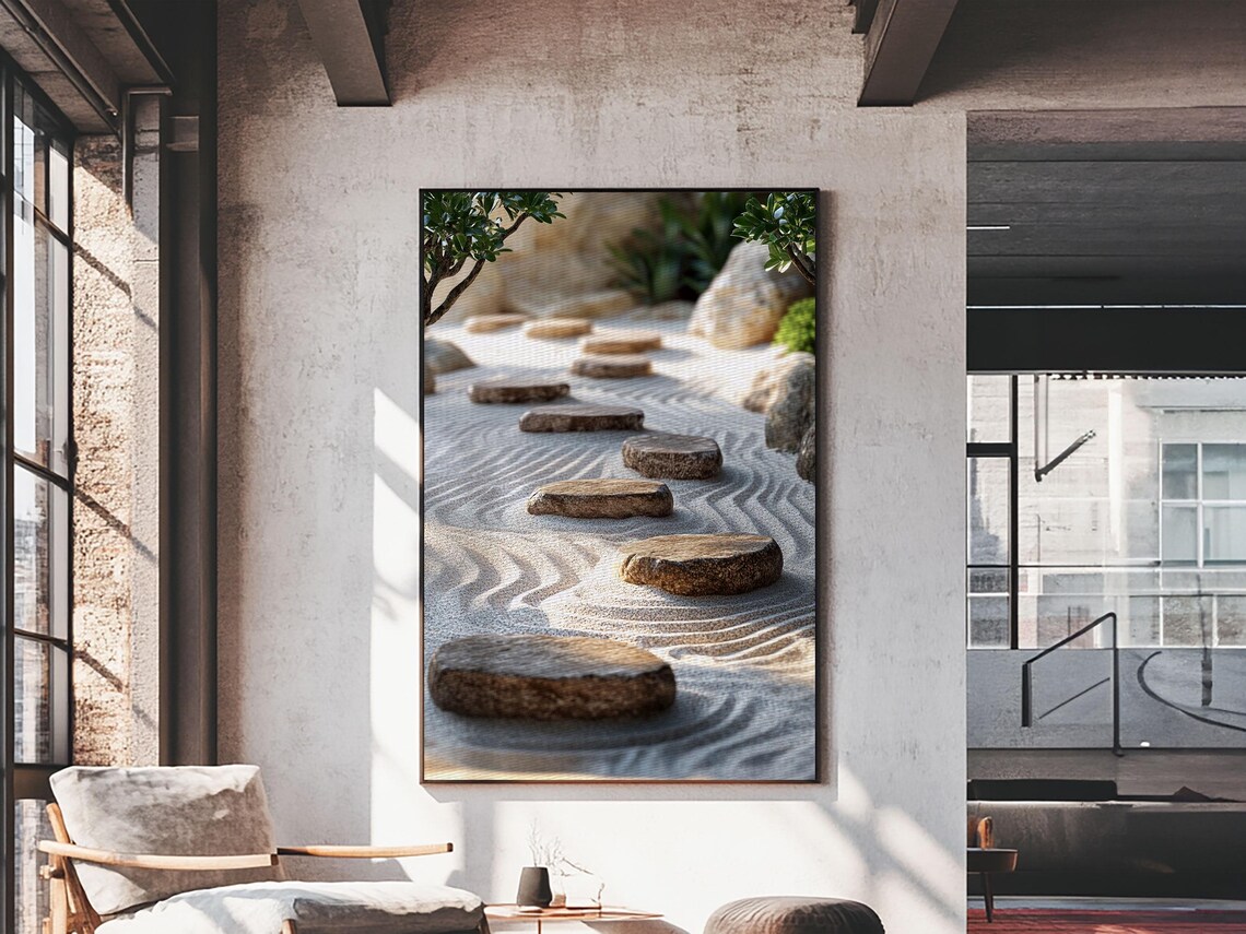 Zen Garden Path, Minimalist Wabi Sabi Art Print - Image 3