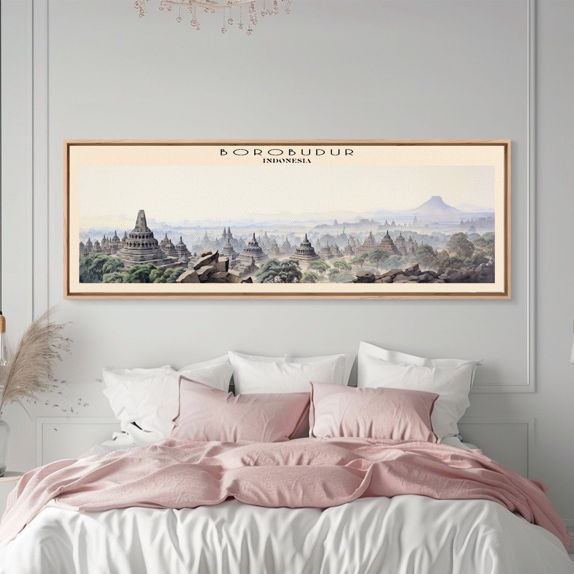 Borobudur Indonesia Ancient Buddhist Temple Stupas Mist Travel Poster - Image 4