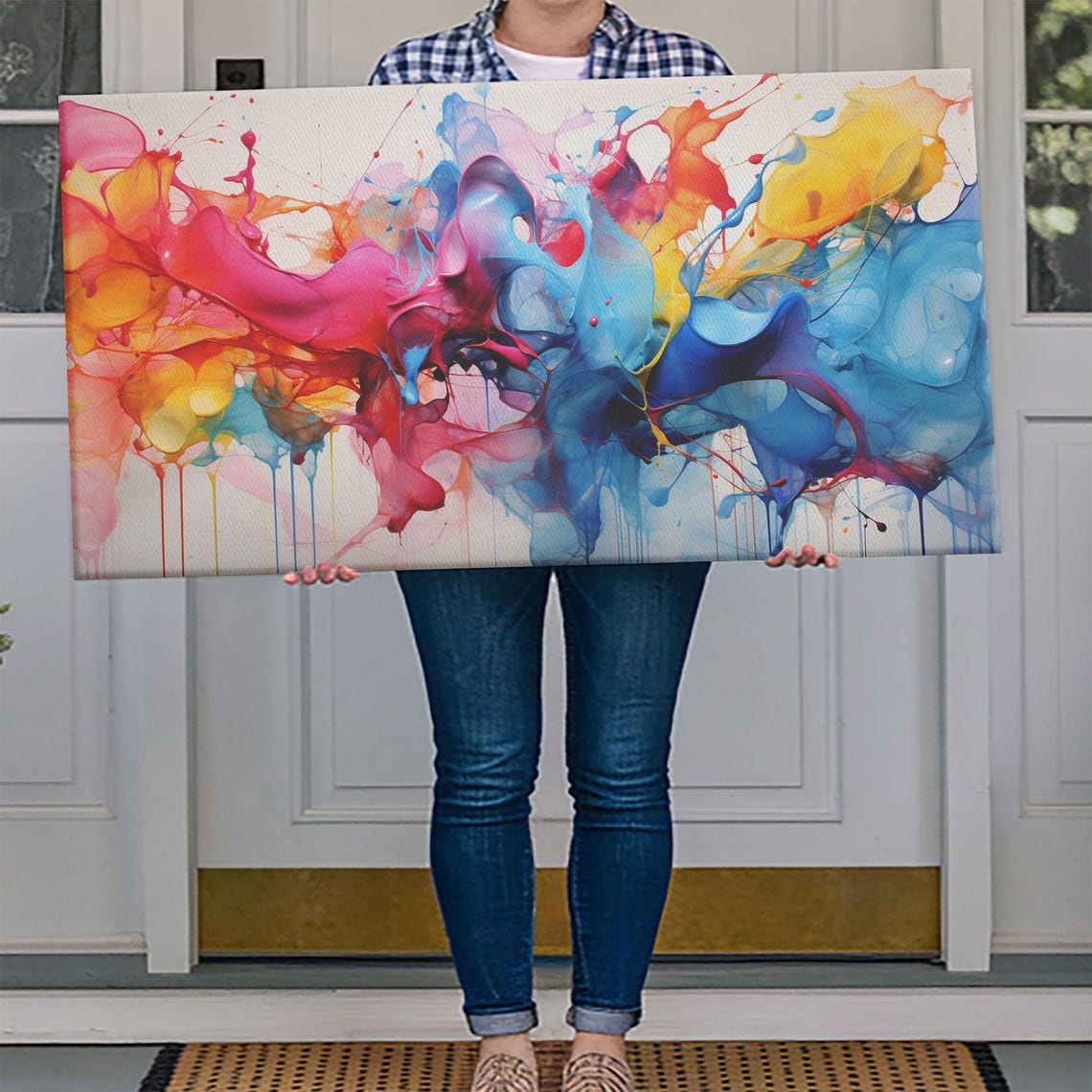 Alcohol Ink Color Explosion Vibrant Pink Blue Modern Art Poster - Image 4