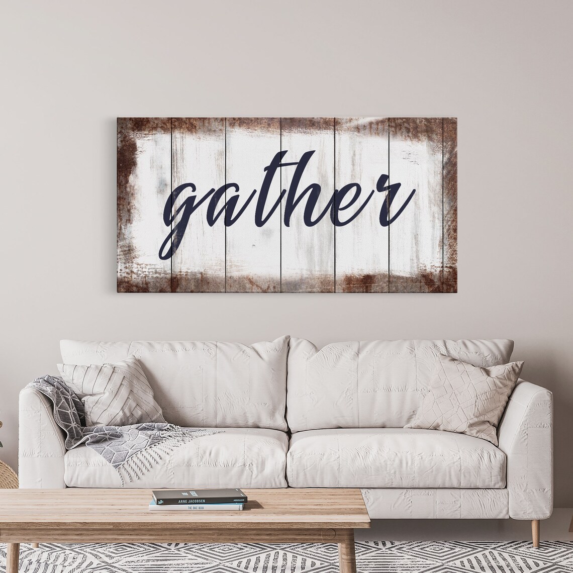 Gather Sign, Rustic Dining Room Wall Art Print