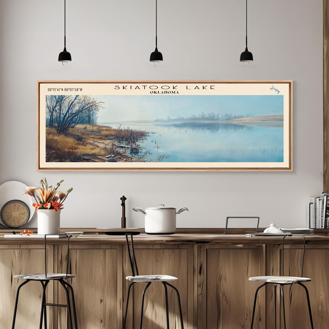 Skiatook Lake Oklahoma Bare Winter Trees Pale Blue Water Travel Poster - Image 2