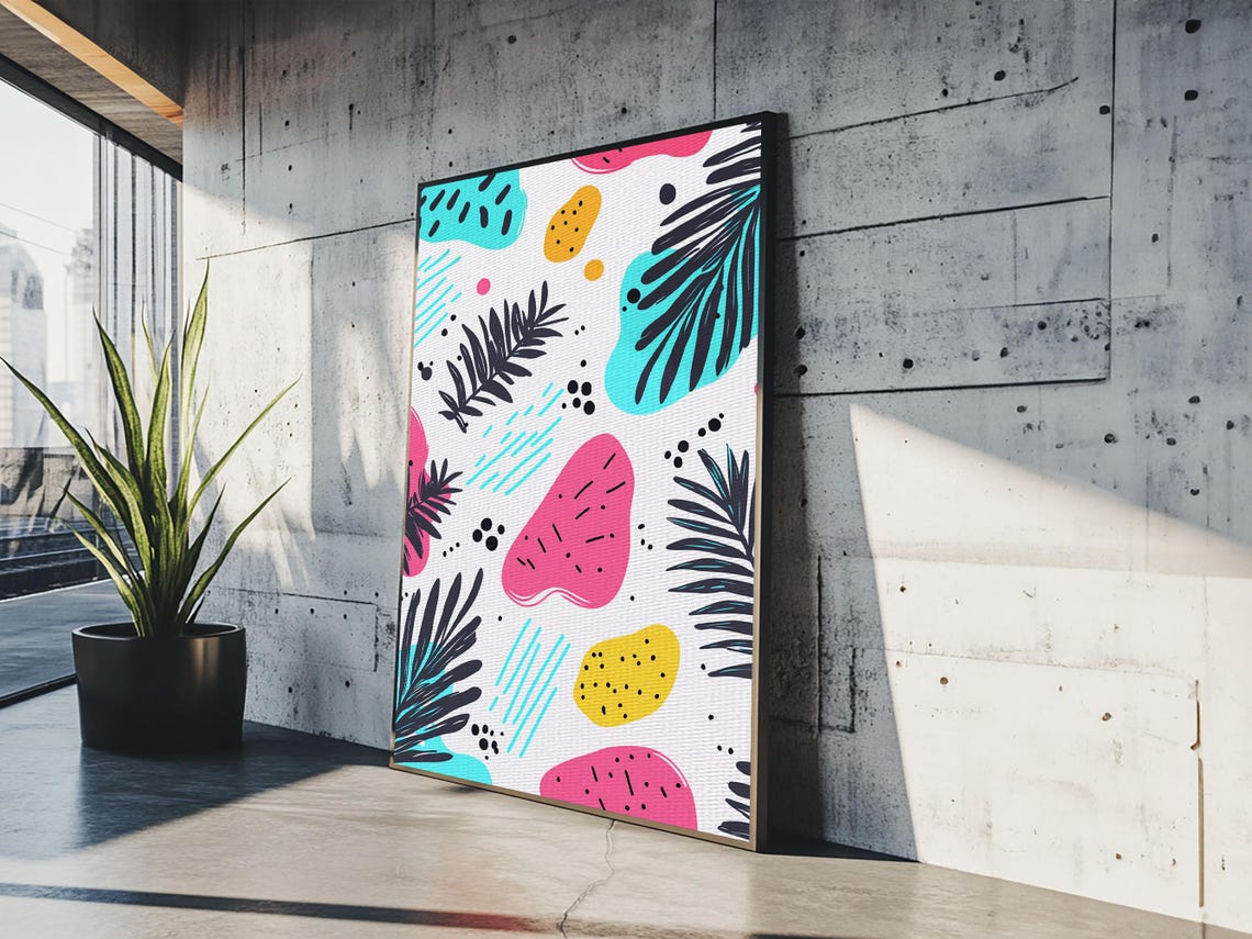 Retro Style Abstract Painting, Colorful - Image 5