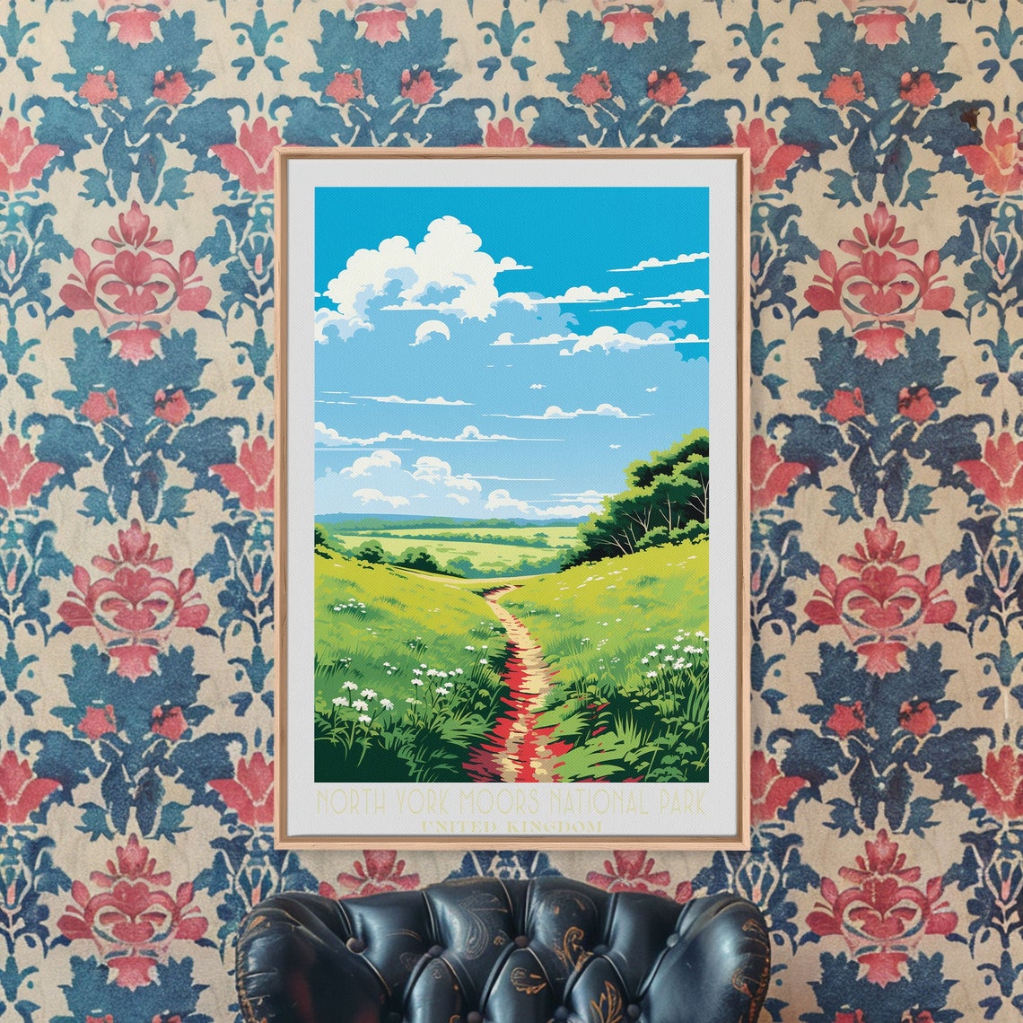 North York Moors England Green Hills Path Wildflowers Country Poster - Image 4