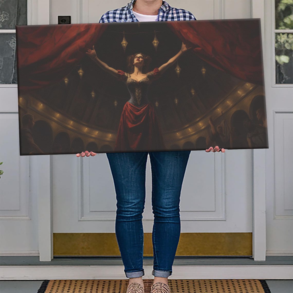 Theater Performer Red Dress Dark Stage Circus Spotlight Art Poster - Image 4