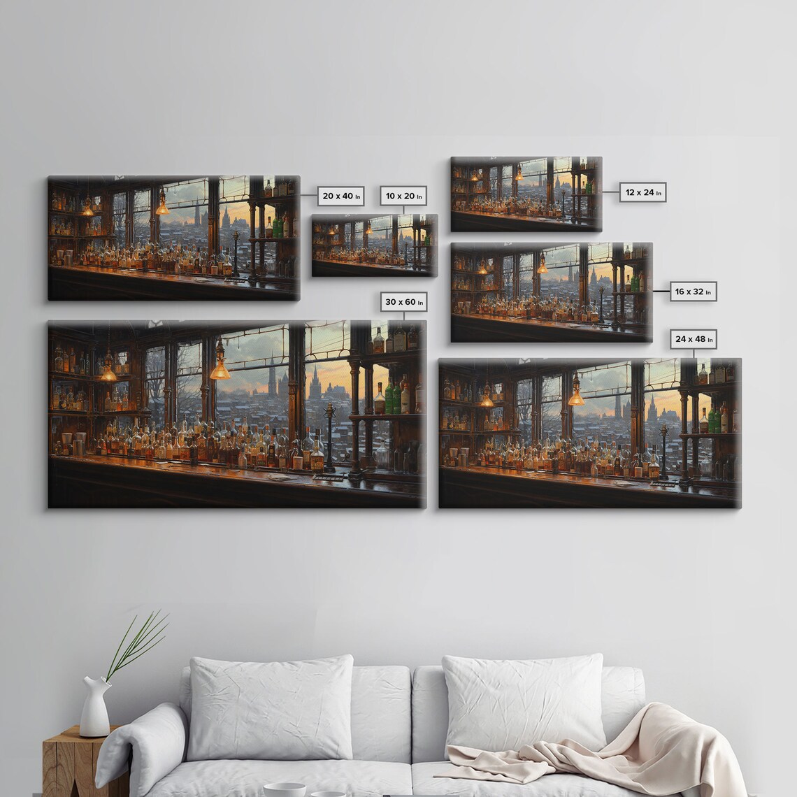 Vintage Western Bar Overlooking City, Art Print - Image 2