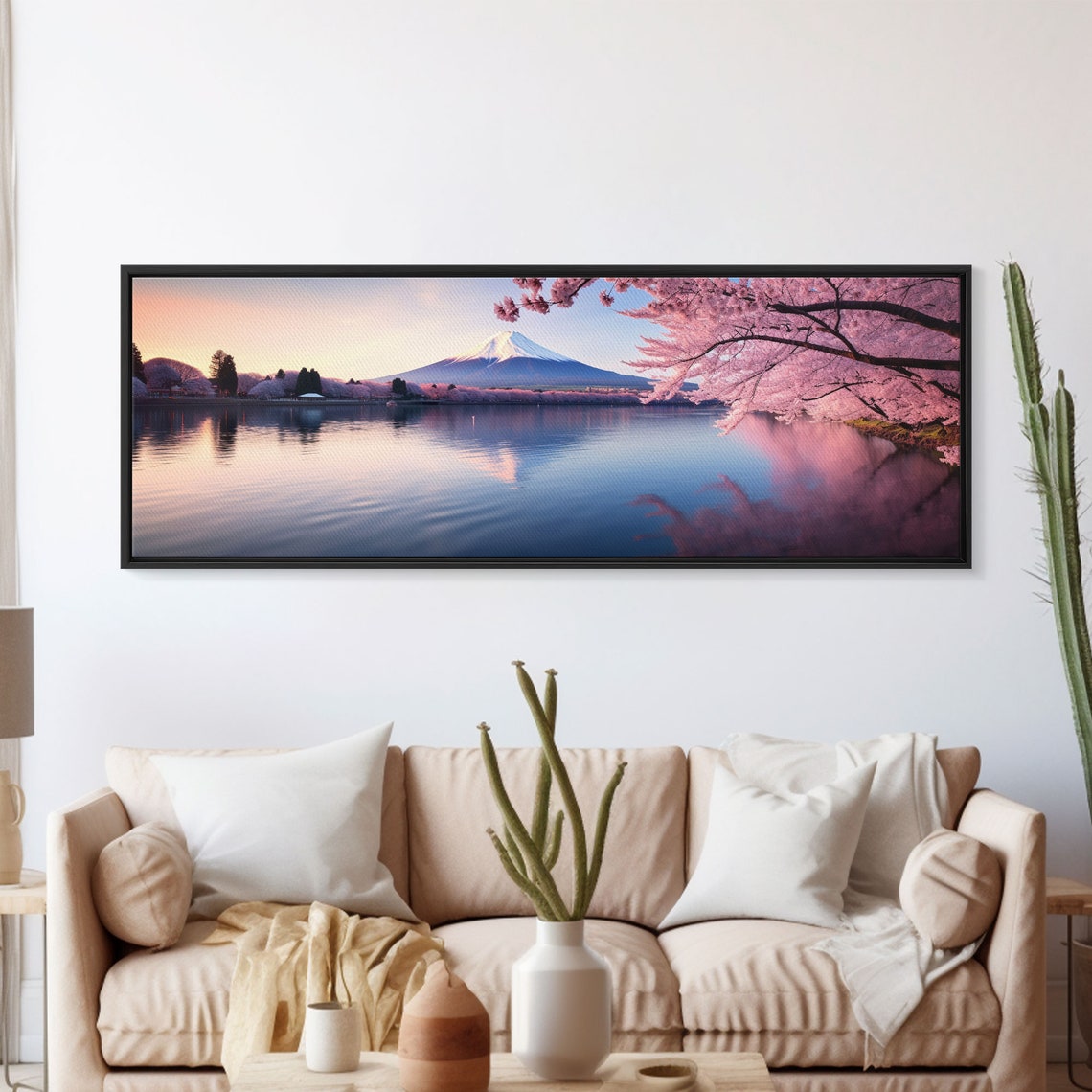 Mount Fuji Japan Cherry Blossom Lake Reflection Pink Sunset Poster - Image 4
