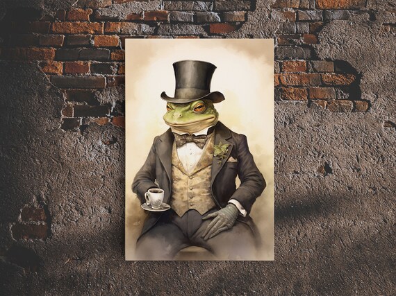 Victorian Business Toad In Top Hat Suit Funny Animal Portrait Poster