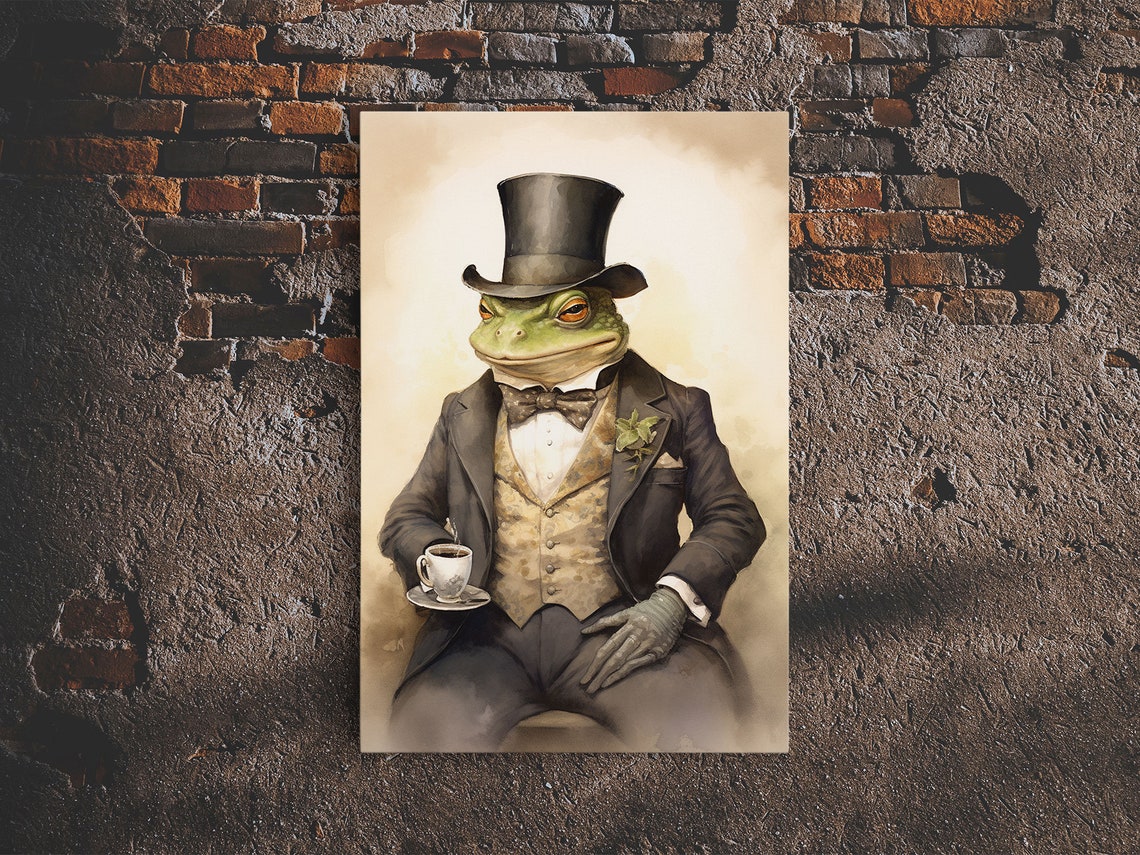 Victorian Business Toad In Top Hat Suit Funny Animal Portrait Poster